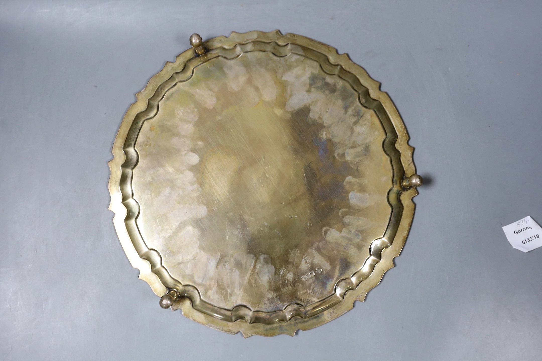 A George V silver salver, William Hutton & Sons, Sheffield, 1921, 30.3cm, 29.5oz.